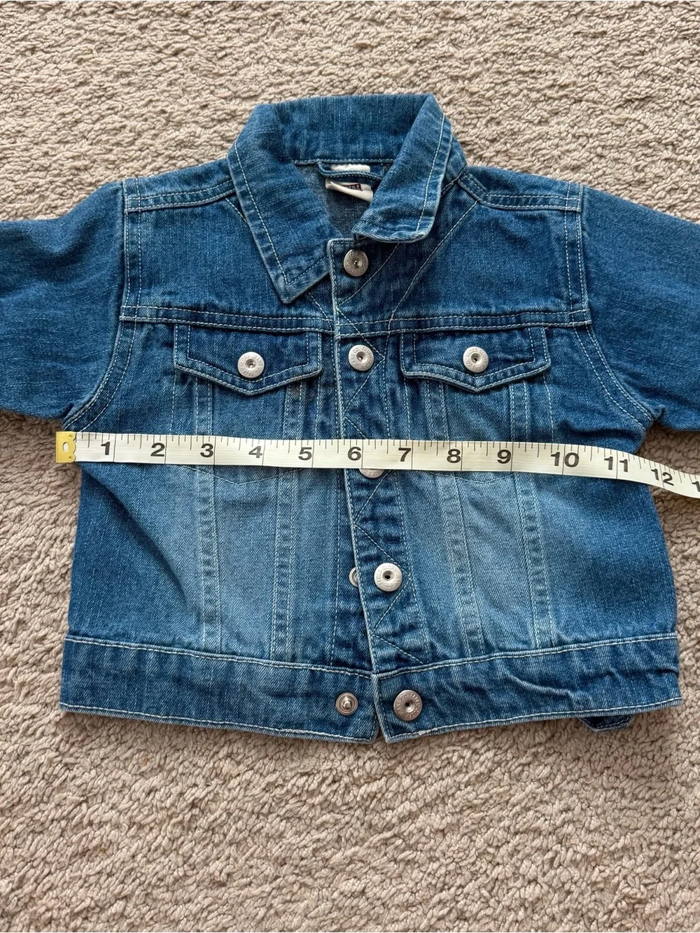 Infant 12 Month Blue Denim Jacket Snap Front Long Sleeve Coat Faded Glory